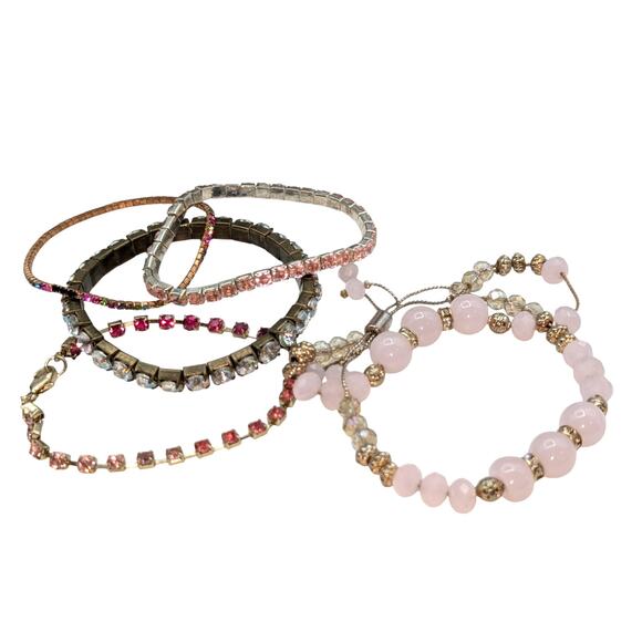 Lot of Ten Pink Theme Bracelets - Picture 4 of 5